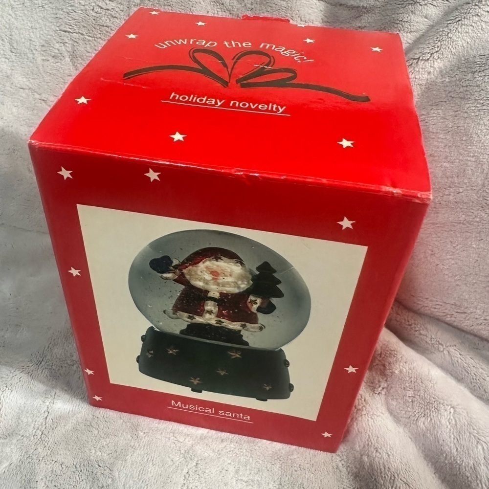 Vintage Musical Santa Snow Globe Plays Joy To The World NIB Christmas Holiday‎